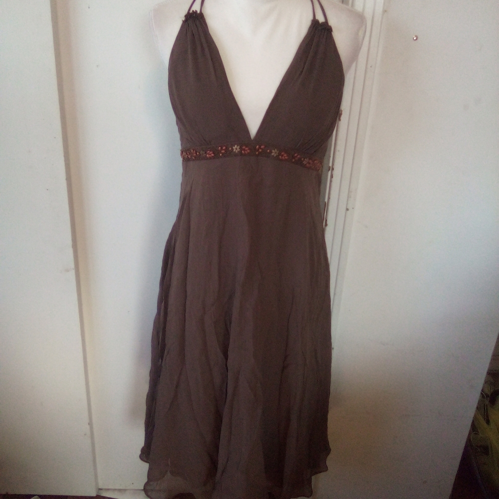 BCBG brown silk dress size 10